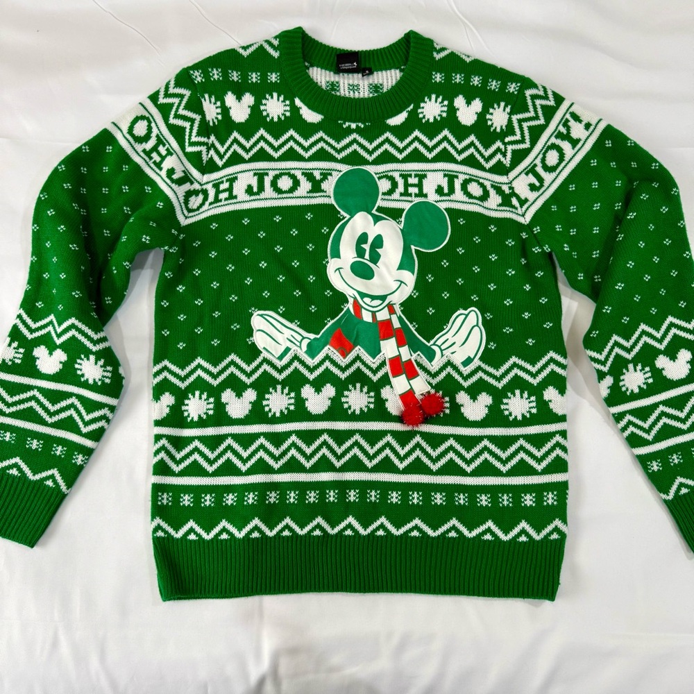 Green Mickey Mouse Christmas Sweater
